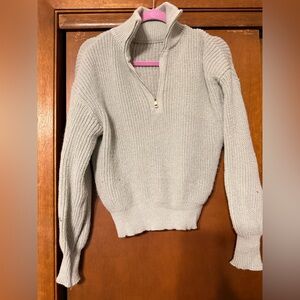 SHEIN Gray Ribbed Cowl Neck Sweater